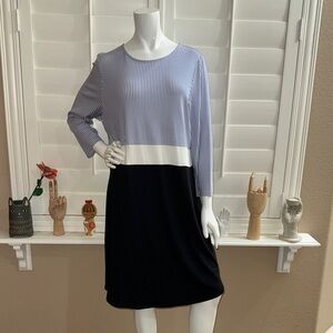 J. Jill Striped Color Block Dress Delft Blue Multi